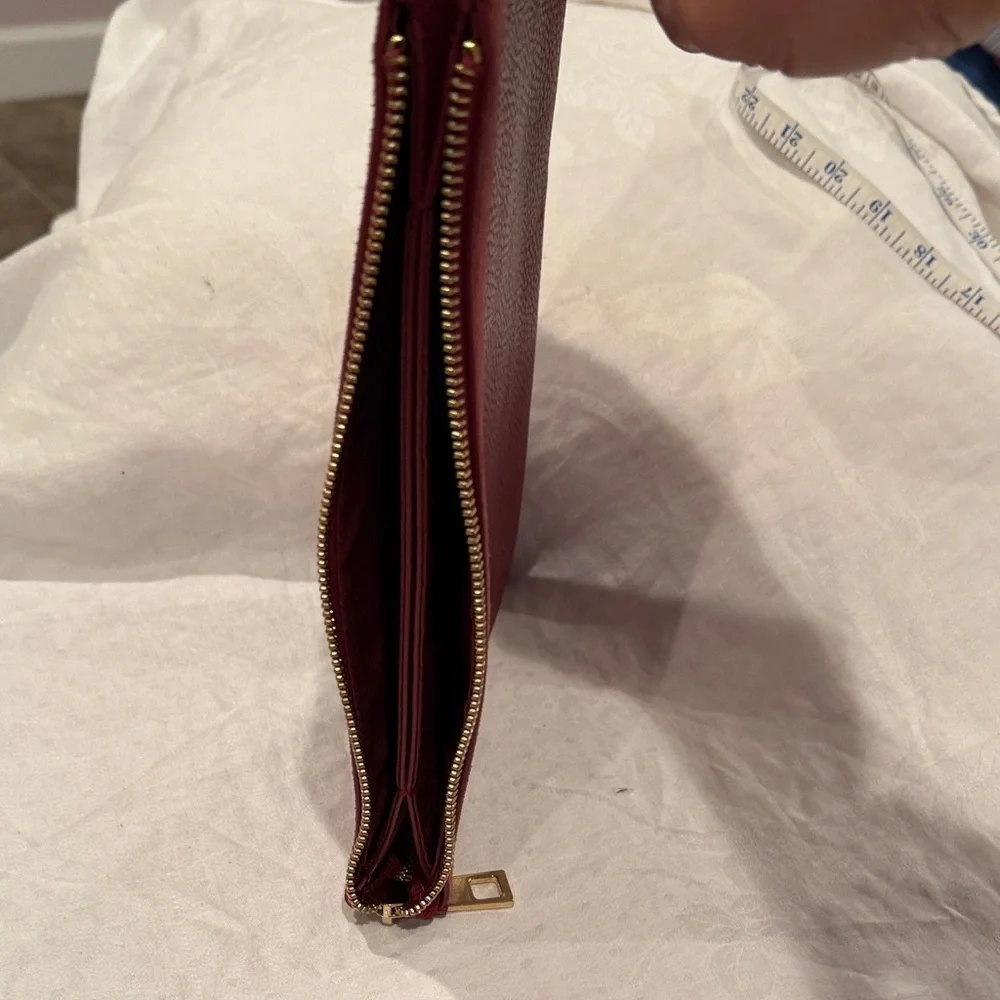 White House Black Market Burgundy Zip-Around Wallet - Picture 6 of 8